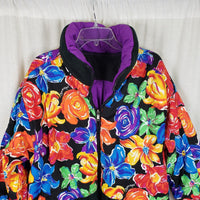 Obermeyer Orange Blossom Reversible 80s Puffer Ski Winter Parka Jacket Womens 18