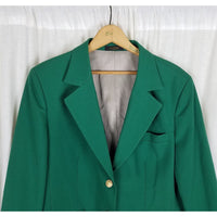Hardwick Clothes Masters Kelly Green Blazer Jacket Womens 12R USA Polyester Wool