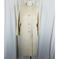 Vintage Cashmere Mink 50s 60s Jackie O Mod MCM Wool Collarless Peacoat Womens 12