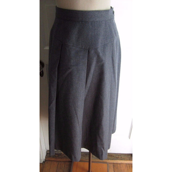 Vintage John Meyer Wool Box or Side Pleated Midi Skirt Womens 8 Gray 1970s Gray