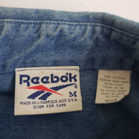 Vtg Reebok Olympic City Chambray Denim Blue Jean Button Work Shirt Mens sz M USA