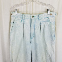 Vtg UnionBay Buckle Back High Waist Acid Bleached Jeans Blue Denim Womens 33 80s
