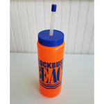 Vintage Blockbuster Beach Party Neon Orange Plastic Water Bottle 80s 90s RARE