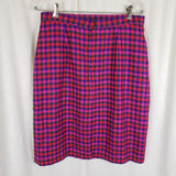 Vtg Evan Picone Houndstooth Wool Plaid Blazer Jacket Skirt Suit Set Womens sz 16