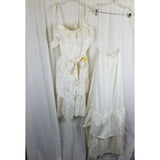 Vtg NWT 70s Tiered Ruffled Lace Short Maxi Dress Victorian Cream Diamonds Run 5