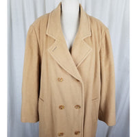 Vintage Marvin Richards Wool Camel Hair Long Maxi Peacoat Coat Womens XL Tan 80s