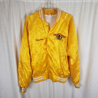 Vtg Whiskey Pete's Casino Yellow Satin Bomber Baseball Jacket Mens L 42 44 USA