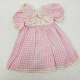 Vintage Antique Baby Doll Clothes Lot Pink Gingham Dress Skirt Pantaloons 18"