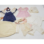 Vintage Antique Baby Doll Clothes Lot Pink Gingham Dress Skirt Pantaloons 18"