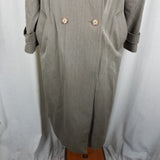 Vtg Larry Levine Twill Double Breasted Epaulets Maxi 80s Trench Coat Womens L