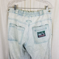 Vtg UnionBay Buckle Back High Waist Acid Bleached Jeans Blue Denim Womens 33 80s