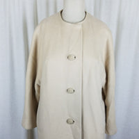 Vintage Cashmere Mink 50s 60s Jackie O Mod MCM Wool Collarless Peacoat Womens 12