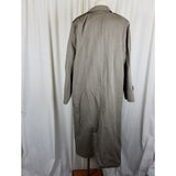 Vtg Larry Levine Twill Double Breasted Epaulets Maxi 80s Trench Coat Womens L