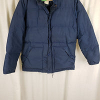 Vintage Woods Goose Co. Down Puffer Jacket Parka Mens L Cargo Pockets Navy Blue