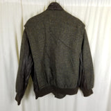 Vintage Bogner Herringbone Tweed Wool Leather Bomber Jacket Mens XL 50 Western Germany