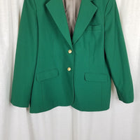 Hardwick Clothes Masters Kelly Green Blazer Jacket Womens 12R USA Polyester Wool