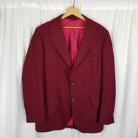 The Men's Store Brick Red Woven Sport Coat Blazer Jacket Mens 44L Mid Century