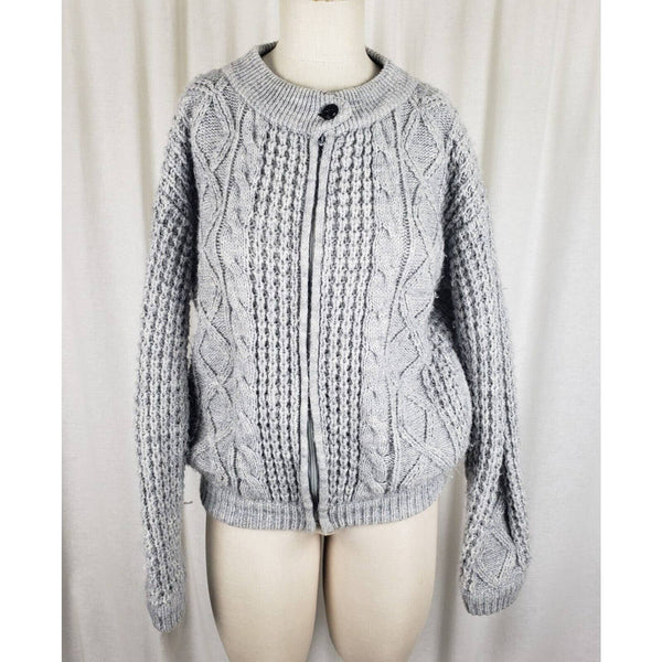 Vintage Albee Wool Blend Zip Cable Knit Cardigan Sweater Womens S Vintage 50s