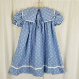 Vintage Peaches N Cream Sailor Collar Calico Twirl Dress Girls 6 Cornflower USA
