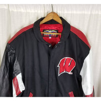 Vintage Jeff Hamilton Design Wisconsin Badgers Leather Bomber Jacket Mens XL USA