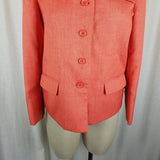 Vintage Via Condotti Woven Linen Blazer Jacket Womens 4 Collarless Mock Neck