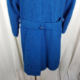 Vintage Cobalt Blue Mid Century Boucle Double Breasted Peacoat Womens S USA MCM