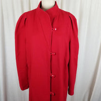 Vintage Beau Brem Red Winter Wool High Neck Maxi Coat Peacoat Womens sz 18T Loop