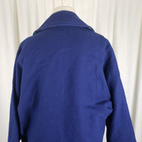 Vintage Woolrich Woman Cobalt Blue Plaid Lined Wool Car Coat Peacoat Womens S