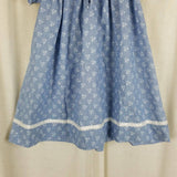 Vintage Peaches N Cream Sailor Collar Calico Twirl Dress Girls 6 Cornflower USA