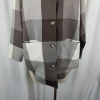 VTG Christian Dior Separates Wool Plaid Button Up Blazer Jacket Shacket Womens 6