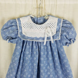 Vintage Peaches N Cream Sailor Collar Calico Twirl Dress Girls 6 Cornflower USA