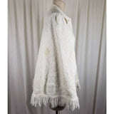 Vintage Sweater Bee by BANFF Knit Crochet Fringe Sweater Cape Poncho Womens MCM