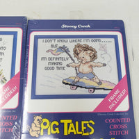 Stoney Creek Counted Cross Stitch Kits Pig Tales Whoops Movin On 5" x 7" Moving