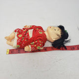 Vintage Japanese Ichimatsu Doll 10 inch Red Kimono Ethnic Dress Vinyl Plastic