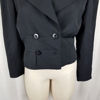 Vintage Valentino Miss V Cropped Wool Double Breasted Blazer Jacket Womens 44 10