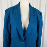 Vintage Pendleton Pure Virgin Wool Blazer Jacket Womens 16 USA Greenish Blue