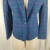 Vintage Pendleton Tartan Plaid 100% Pure Virgin Wool Blazer Jacket Womens S USA