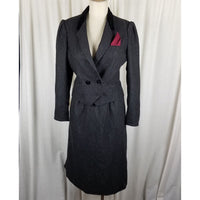 Vintage Sasson Pinstripes Wool Pencil Skirt Blazer Jacket Suit Set Womens 10 11