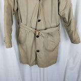 Vintage LL Bean Mouton Fur Collar Down Belted Trench Coat Parka Mens M Peacoat