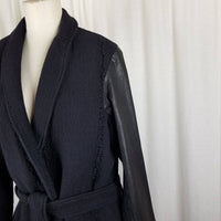 Damir Doma Belted Wrap Wool Maxi Coat Peacoat Womens 40 M Italy Avant Garde Y2K