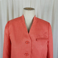 Vintage Via Condotti Woven Linen Blazer Jacket Womens 4 Collarless Mock Neck