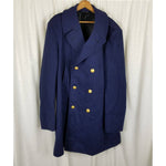 Vintage Accent Uniform Double Breasted Military Peacoat Wool Overcoat Mens 48 XL