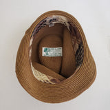 Vintage Bailey of Hollywood Paper Straw Fidora Hat Mens S Meyer the Hatter Plaid
