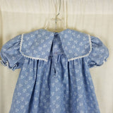 Vintage Peaches N Cream Sailor Collar Calico Twirl Dress Girls 6 Cornflower USA