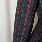 Vintage Sasson Velvet Collar Red Pinstriped Cropped Blazer Jacket Womens 12 13