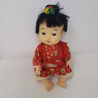 Vintage Japanese Ichimatsu Doll 10 inch Red Kimono Ethnic Dress Vinyl Plastic