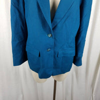 Vintage Pendleton Pure Virgin Wool Blazer Jacket Womens 16 USA Greenish Blue