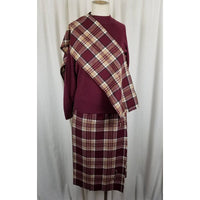 Vintage Pitlochery Knitwear Kilt Skirt Outfit Sash Top Wool Tartan Plaid Womens 14 Lochmari Maroon