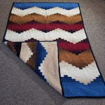 Vintage Reversible Biederlack Chevron Stripes Southwestern Fleece Blanket 76X54