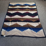 Vintage Reversible Biederlack Chevron Stripes Southwestern Fleece Blanket 76X54